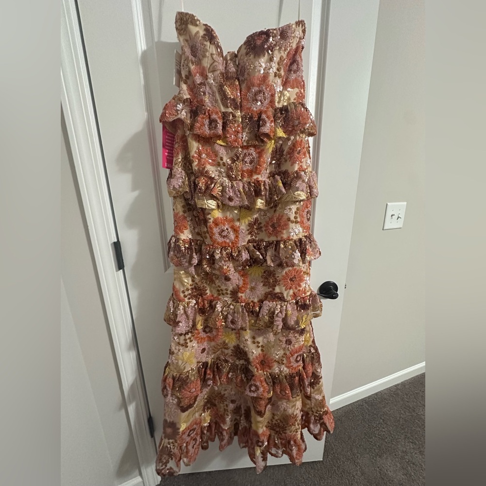 Dress the Population Multicolor Floral Strapless Gown - Picture 4 of 11
